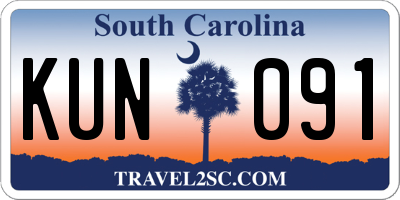 SC license plate KUN091
