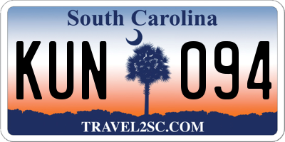 SC license plate KUN094