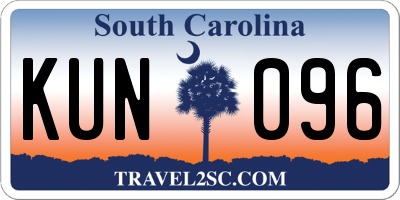 SC license plate KUN096