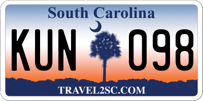 SC license plate KUN098