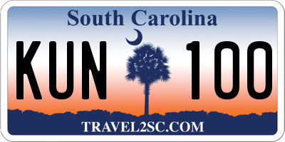 SC license plate KUN100