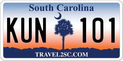 SC license plate KUN101