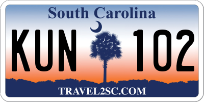 SC license plate KUN102
