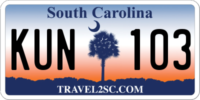 SC license plate KUN103