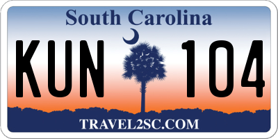 SC license plate KUN104