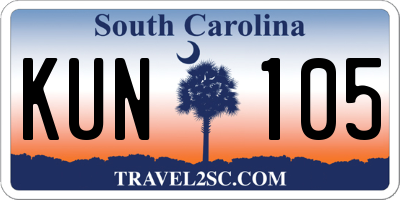 SC license plate KUN105