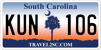 SC license plate KUN106