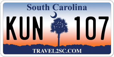 SC license plate KUN107
