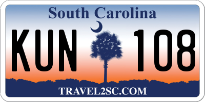 SC license plate KUN108