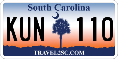 SC license plate KUN110