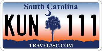 SC license plate KUN111