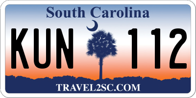 SC license plate KUN112