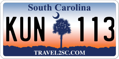 SC license plate KUN113