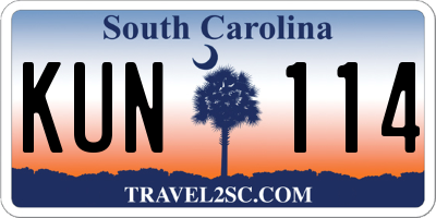 SC license plate KUN114