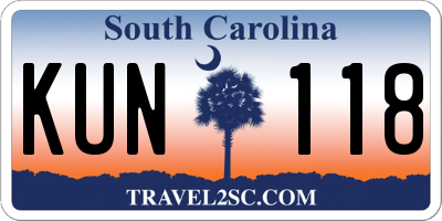 SC license plate KUN118