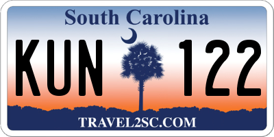 SC license plate KUN122