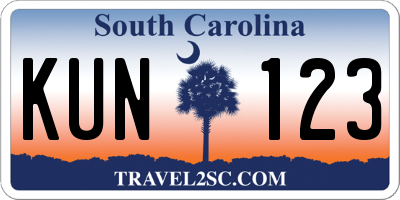 SC license plate KUN123