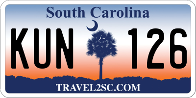 SC license plate KUN126