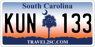 SC license plate KUN133