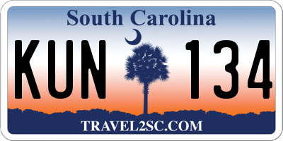 SC license plate KUN134
