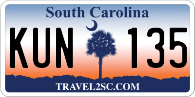 SC license plate KUN135