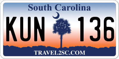SC license plate KUN136