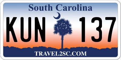 SC license plate KUN137