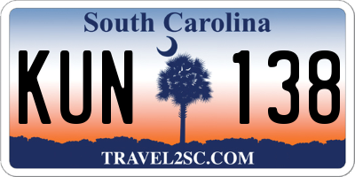 SC license plate KUN138