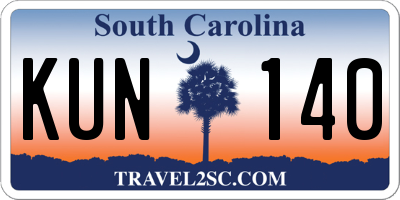 SC license plate KUN140