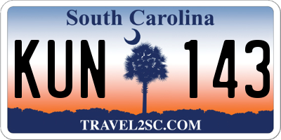 SC license plate KUN143