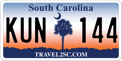 SC license plate KUN144