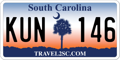 SC license plate KUN146