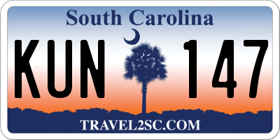 SC license plate KUN147