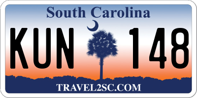 SC license plate KUN148
