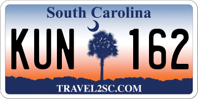 SC license plate KUN162