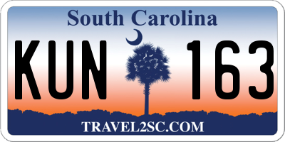 SC license plate KUN163