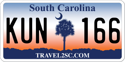 SC license plate KUN166