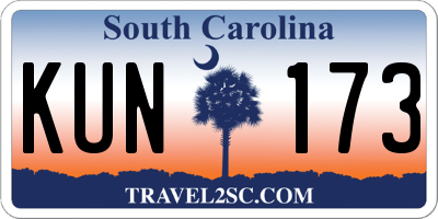 SC license plate KUN173