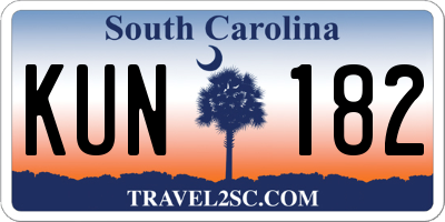 SC license plate KUN182