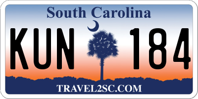 SC license plate KUN184