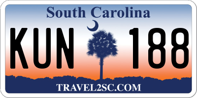 SC license plate KUN188