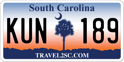 SC license plate KUN189