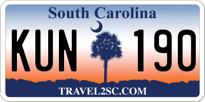 SC license plate KUN190