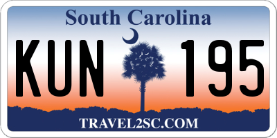 SC license plate KUN195