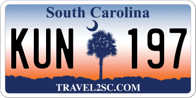 SC license plate KUN197