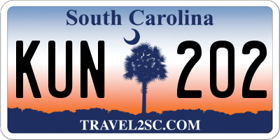 SC license plate KUN202