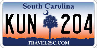SC license plate KUN204