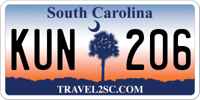 SC license plate KUN206