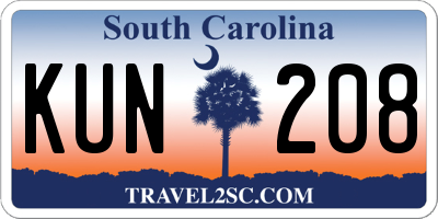 SC license plate KUN208