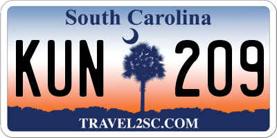 SC license plate KUN209